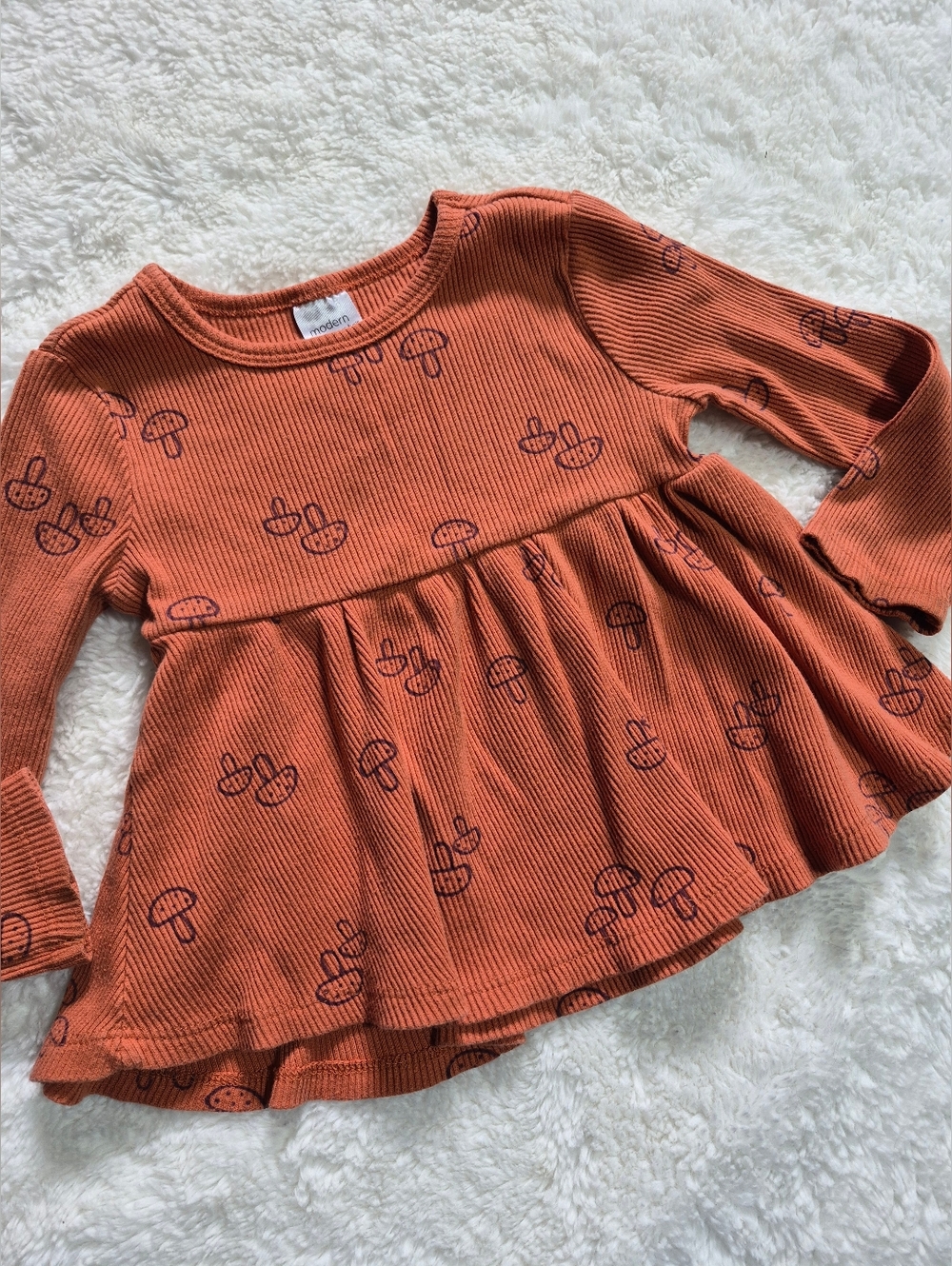Modern Moments By Gerber 18 Month Rust Orange Ribbed Long-Sleeve  Longsleeve
